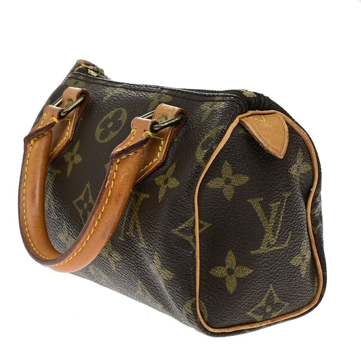 LOUIS VUITTON Mini Speedy Hand Bag Monogram Leather Brown France M41534 75ED575