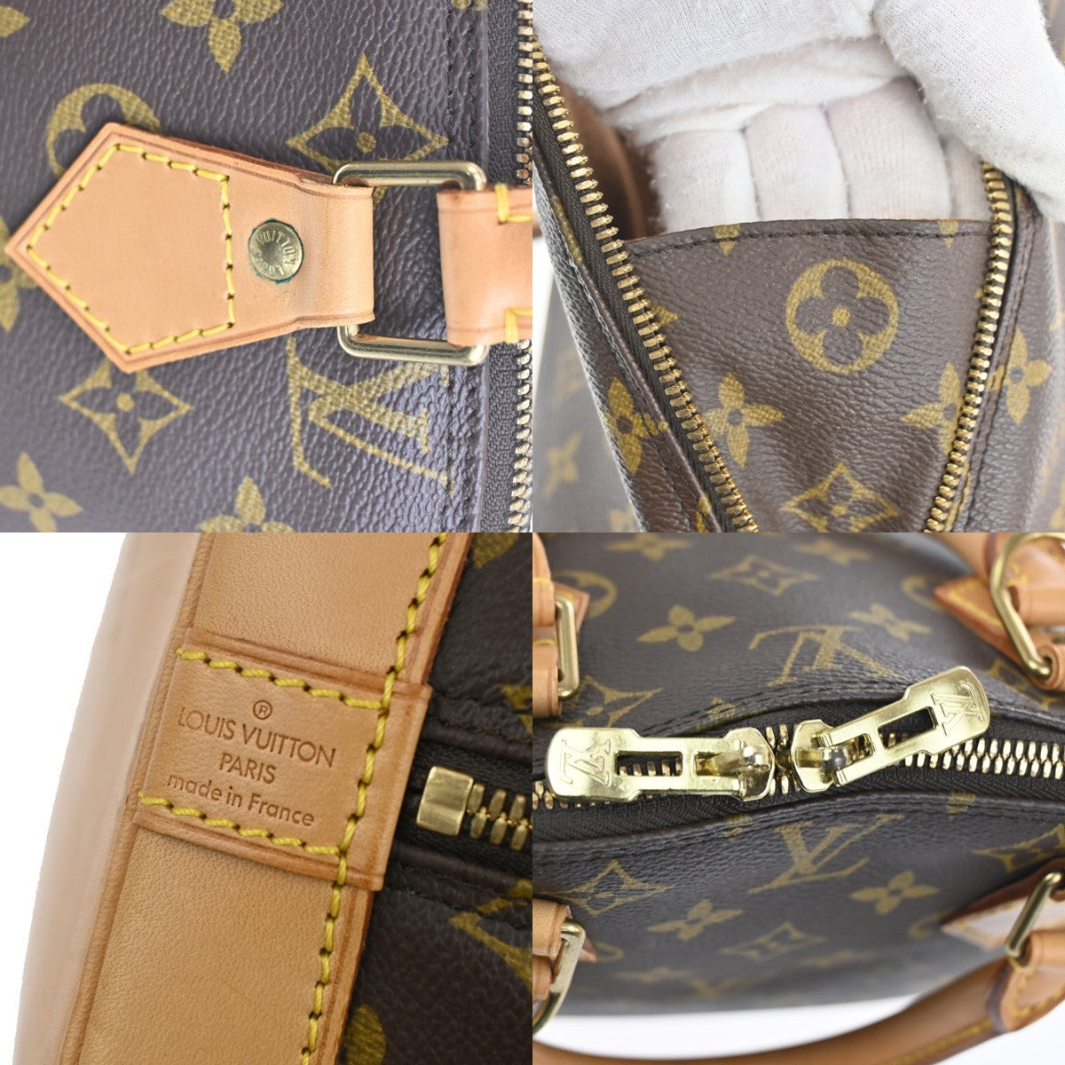 LOUIS VUITTON LV Logo Alma Hand Bag Monogram Leather Brown France M51130 11TA326