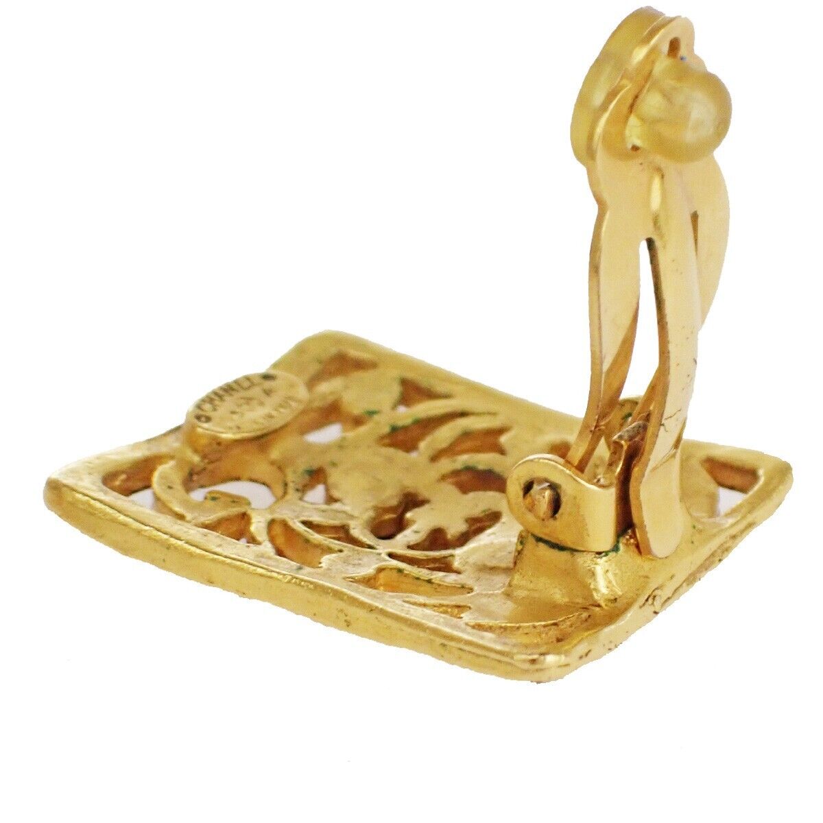 CHANEL CC Logo Button Earrings 95A Clip-On GHW France Accessory 73RJ577