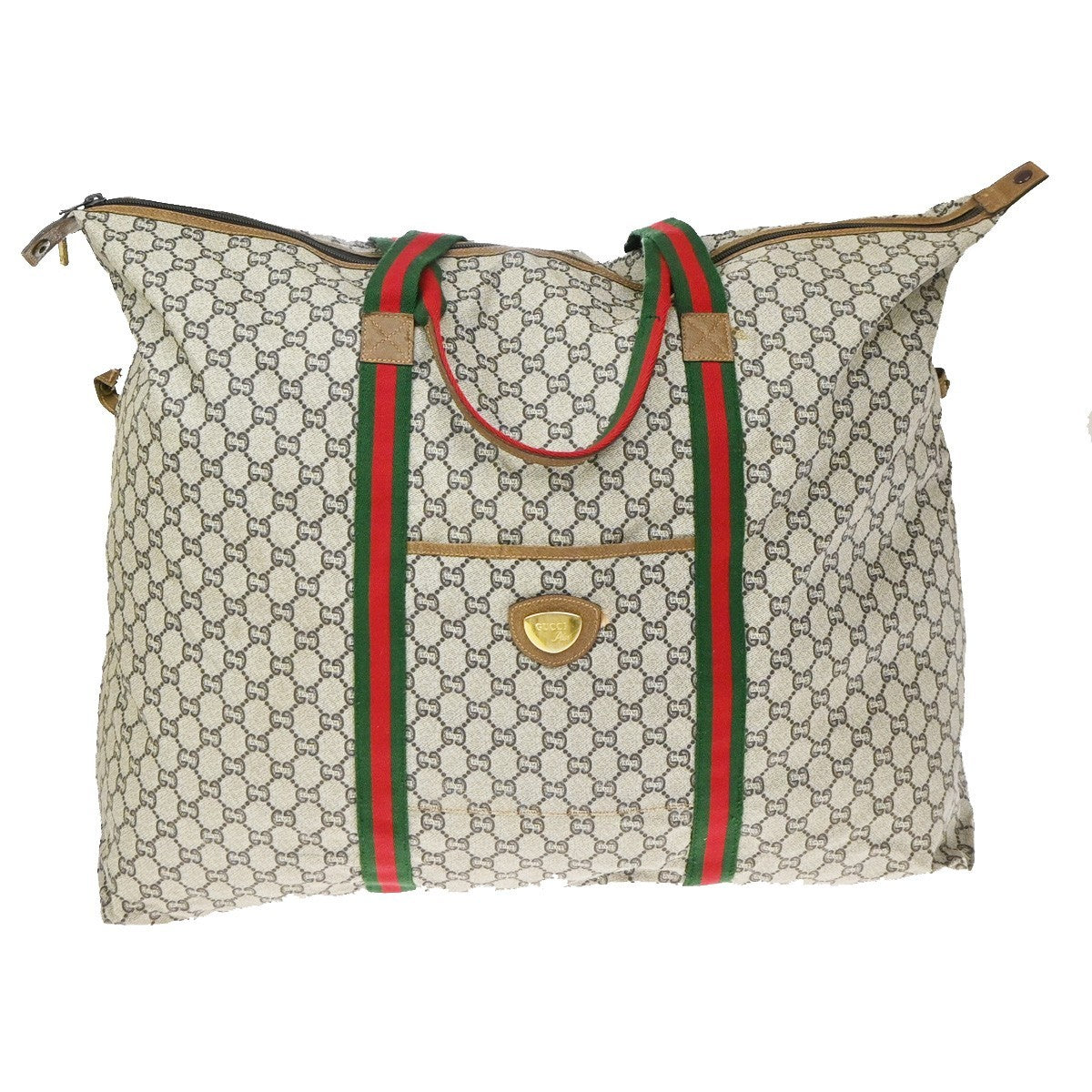 GUCCI PLUS Logo Sherry GG Pattern Shoulder Bag PVC Leather Brown Italy 05YJ175