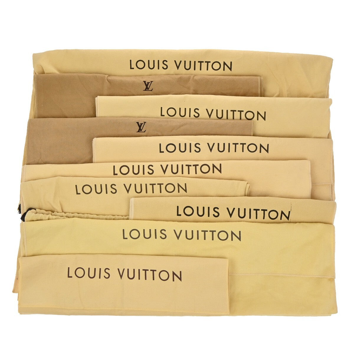 LOUIS VUITTON Logo 10 Set Dust Bag Drawstring Canvas Cotton Beige Brown 09EE146