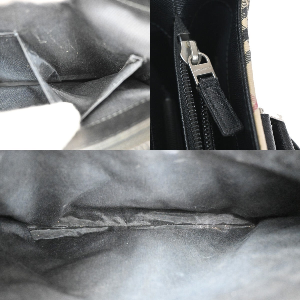 BURBERRY Logo Nova Check Hand Tote Bag Canvas Leather Beige Black Silver 69FB657
