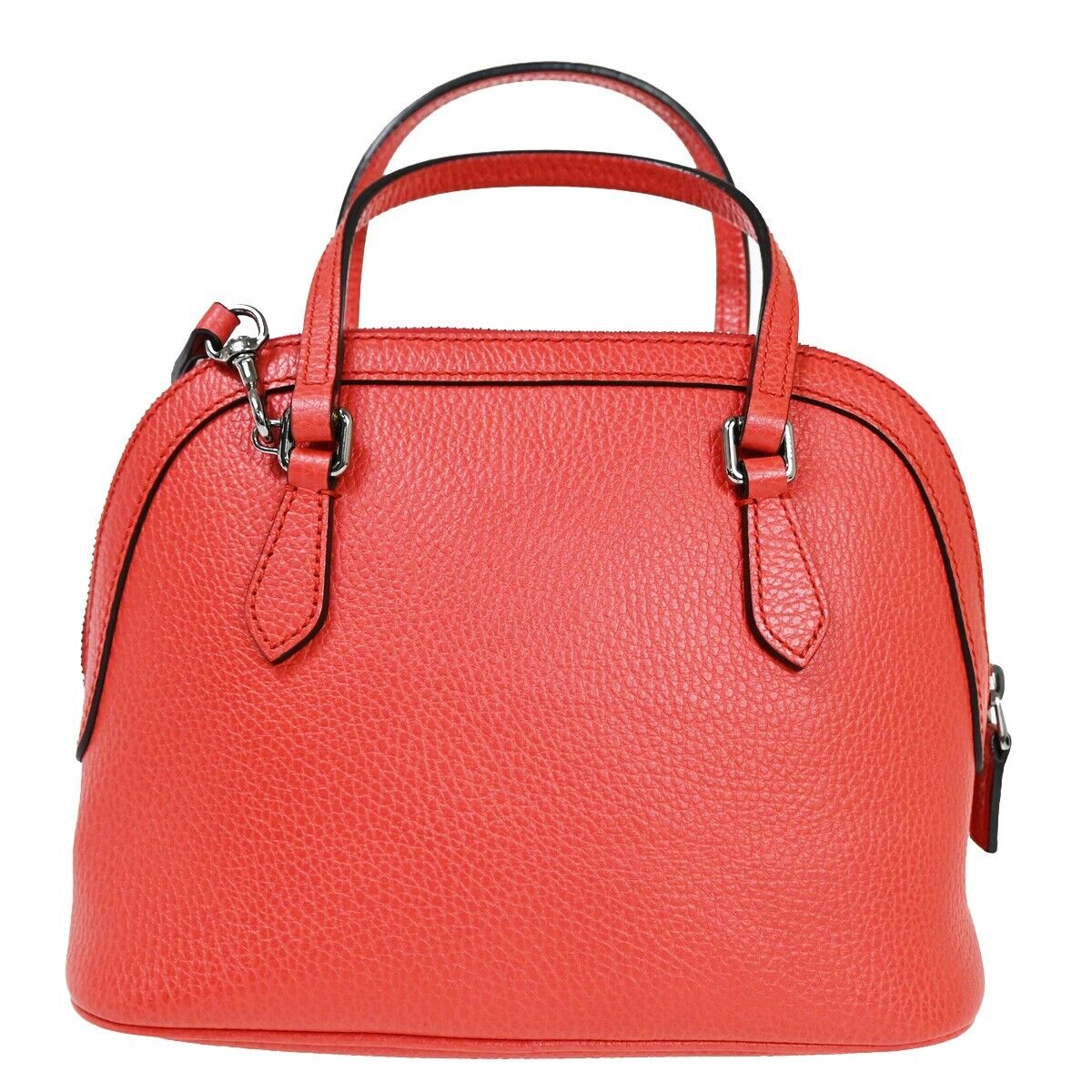 GUCCI Logo 2Way Shoulder Hand Bag Leather Red Silver Leather Italy 11HB885