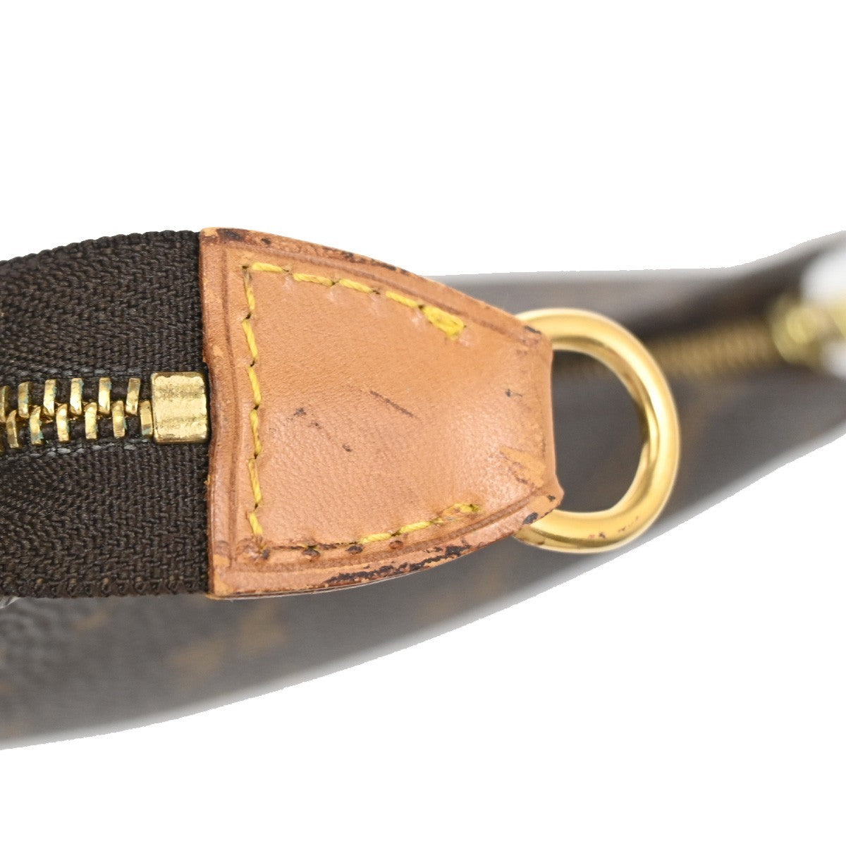 LOUIS VUITTON Logo BUCKET PM Pouch Bag Monogram Leather Brown France 02KC899