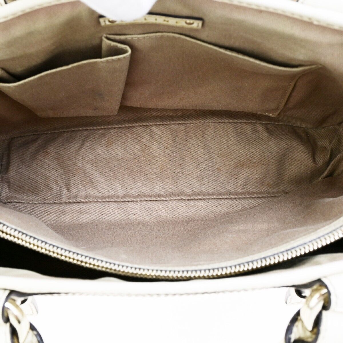CELINE Logo Boogie Macadam Hand Bag Leather Canvas Beige Italy 67FB204