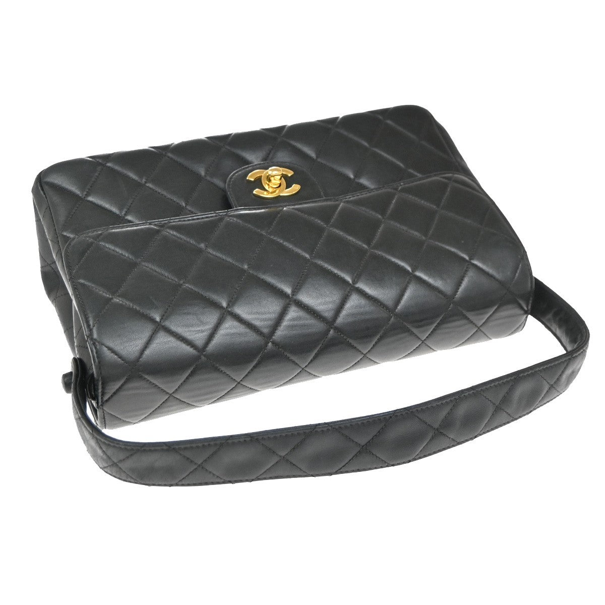 CHANEL Matelasse 25 Double Face Top Hand Hand Bag Leather Black Vintage 880RP115