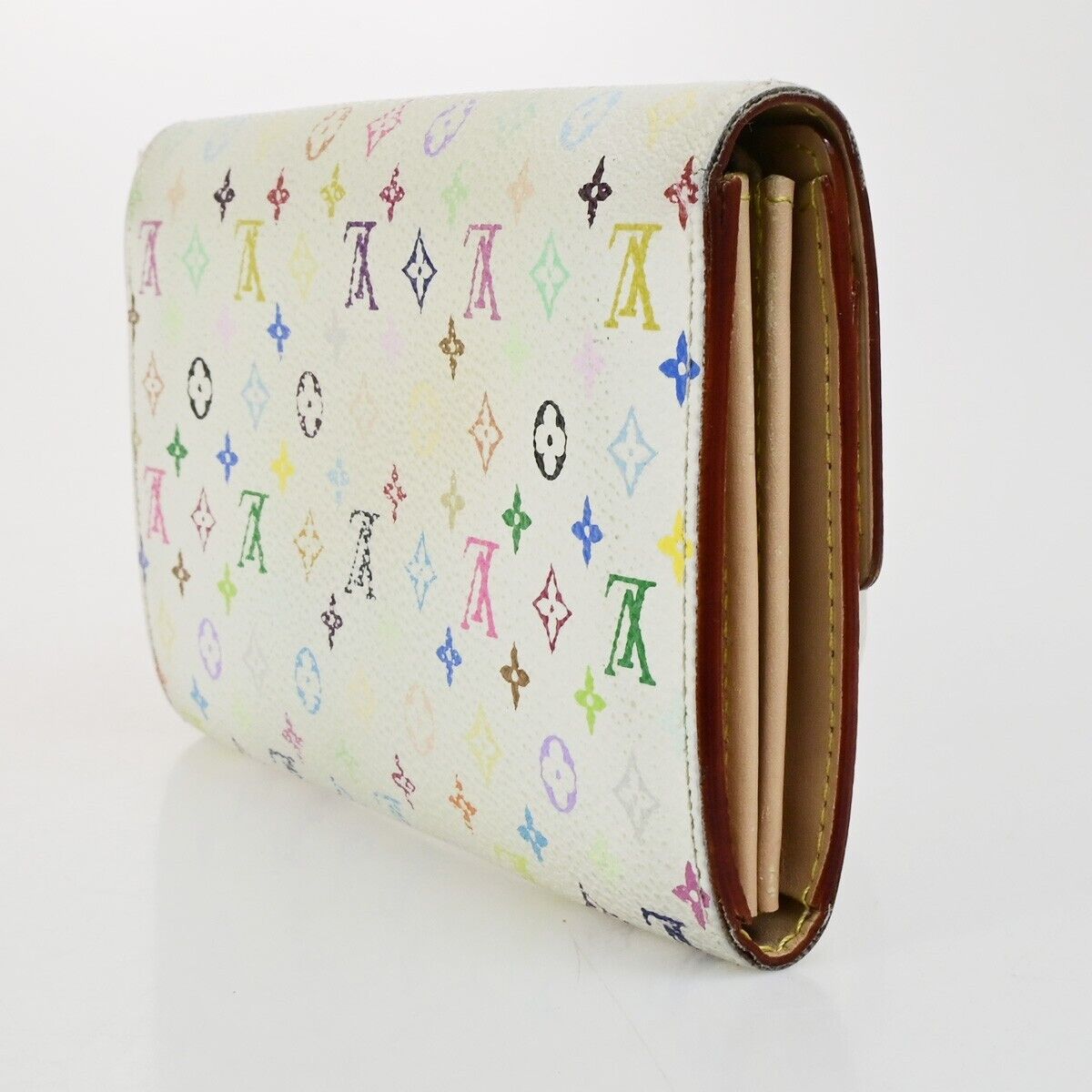 LOUIS VUITTON Long Bifold Wallet Portefeuille Sara multi White M93532 61KA458