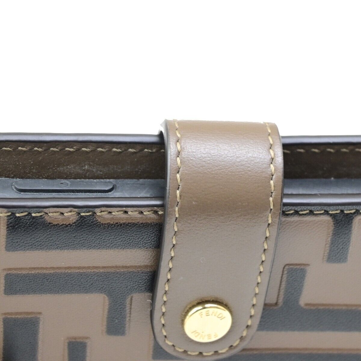 FENDI Logo Zucca Pattern Phone Case iPhone 11 Pro Leather Brown Italy 09SJ441