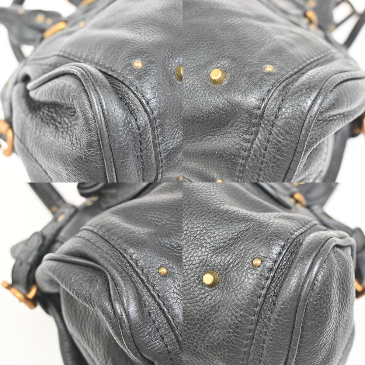 CHLOE Logo Paddington Padlock  Shoulder Handbag Leather Black GHW Italy 620RL739