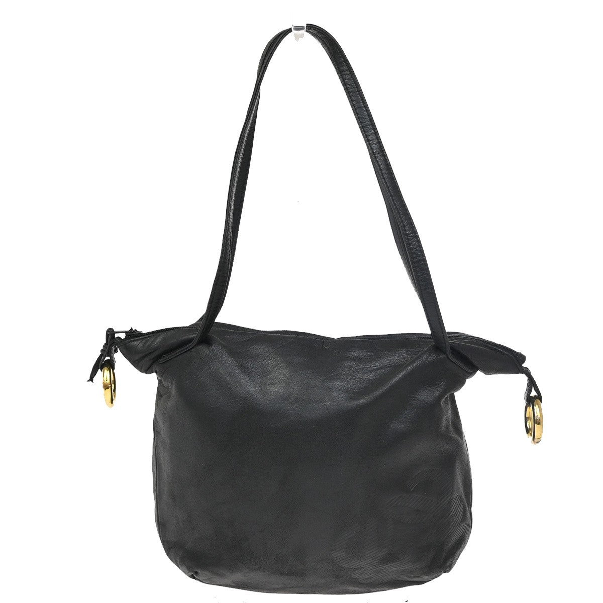 LOEWE LOGO Anagram Shoulder Hand Bag Nappa Leather Canvas Black GHW 60ZA277