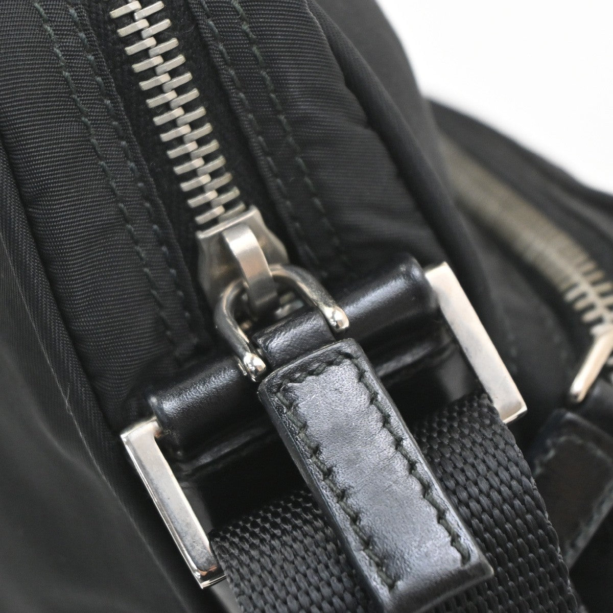PRADA Logo Crossbody Shoulder Bag Nylon Leather Black SHW Italy 31MA686