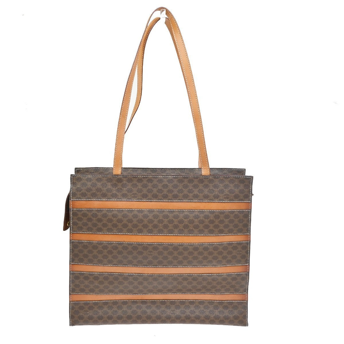 CELINE Macadam Pattern Shoulder Tote Bag PVC Leather Brown Gold Italy 69KC468
