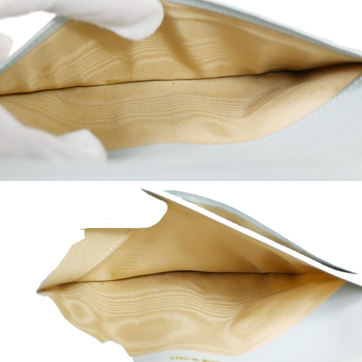 CHANEL CC Logo Long Bifold Wallet Purse Leather Light Blue Gold Italy 05GA676