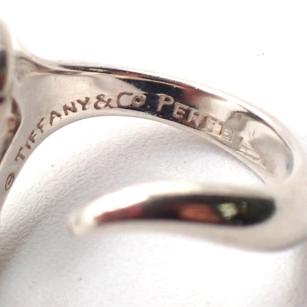 Tiffany & Co. Logo Open Heart  Elsa Peretti Ring US Size 6 Silver Ag 925 09KP564