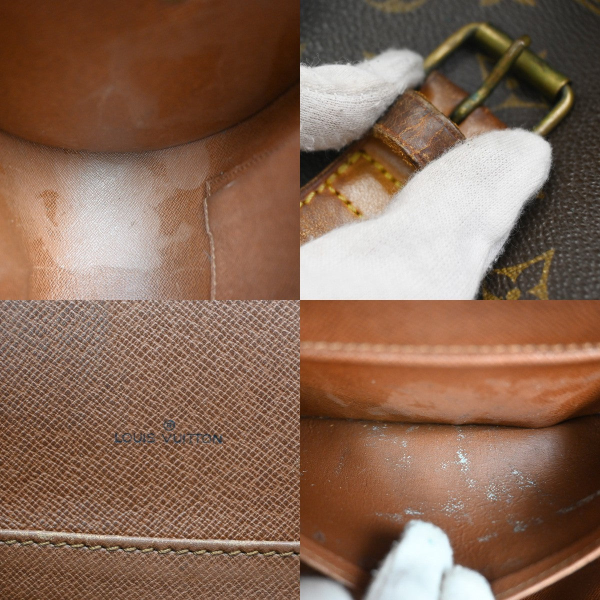 LOUIS VUITTON Logo Marne Shoulder Bag Monogram Leather Brown M51369 33KB603