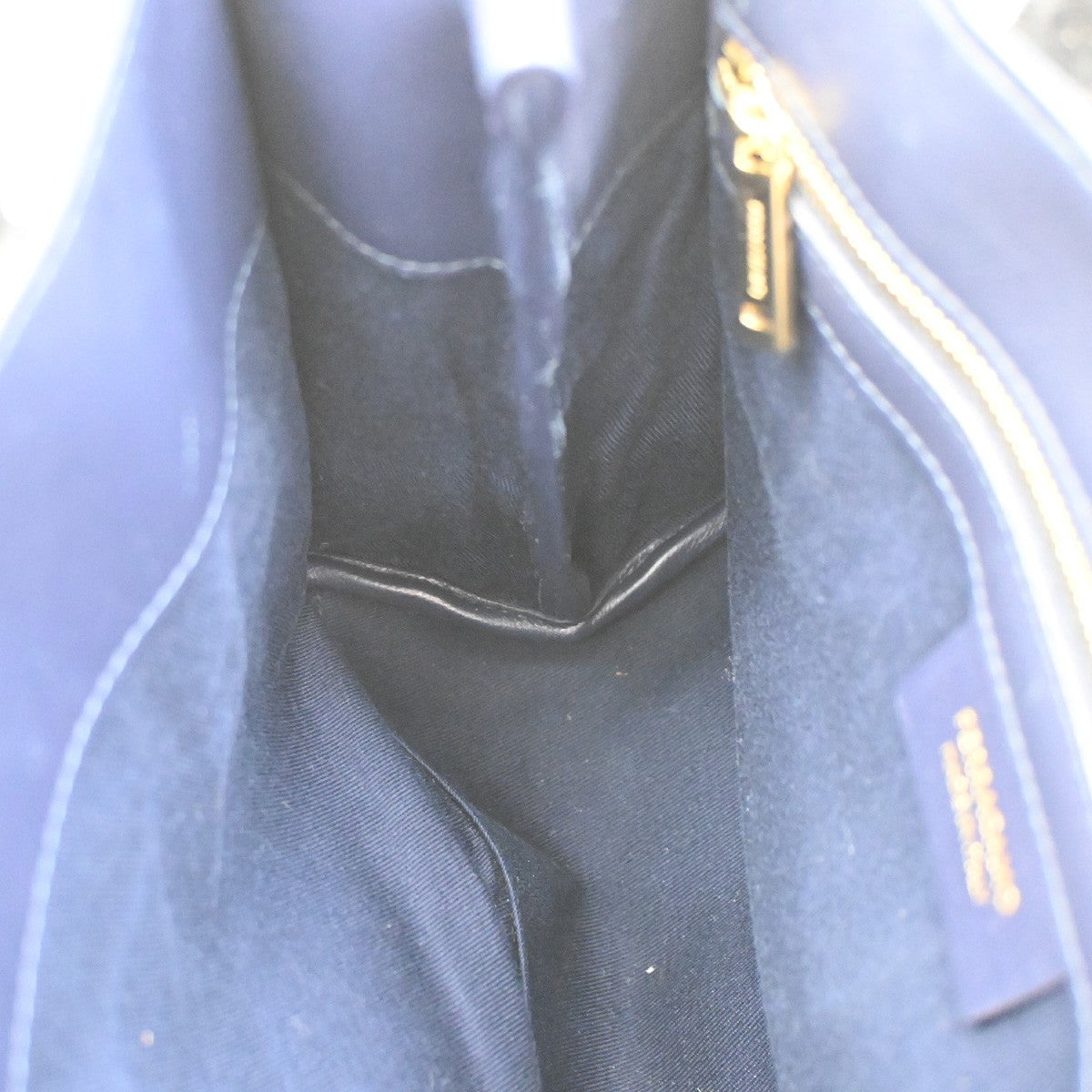 SALVATORE FERRAGAMO Logo Tote Hand Bag Denim Leather Blue Gold Italy 87RL542