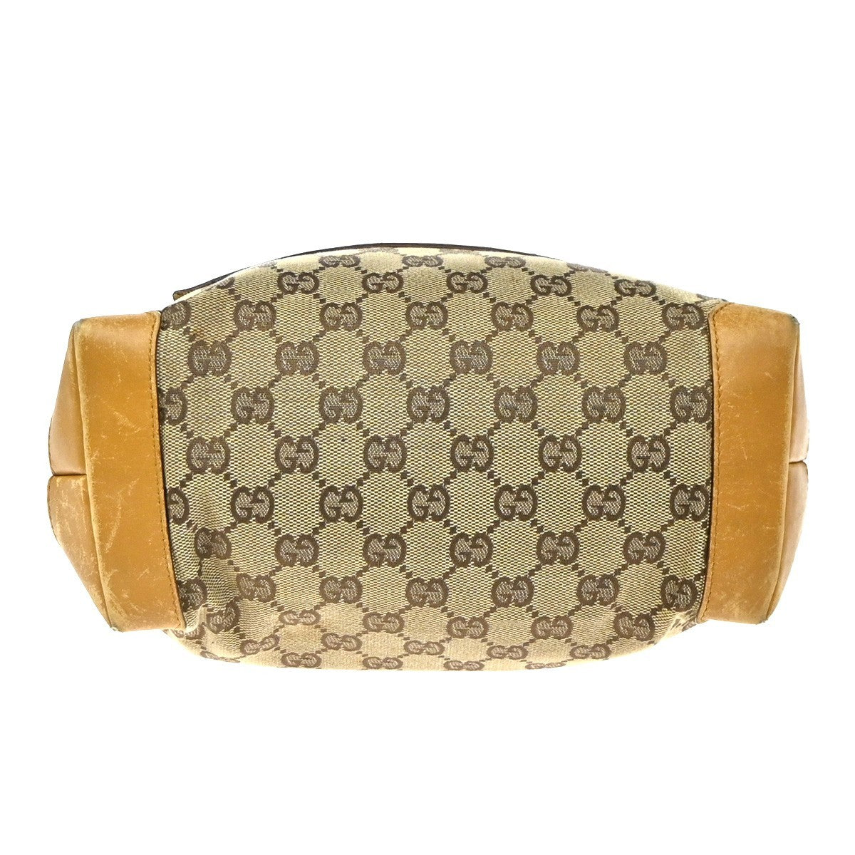 GUCCI Logo Sherry GG Pattern Shoulder Bag Canvas Leather Beige SHW Italy 02YJ173