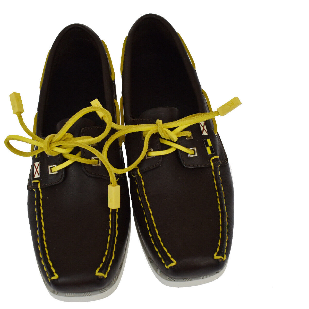 GOOD CONDITION! LOUIS VUITTON Cup Logo Shoes Leather Brown Yellow #37 88ML552