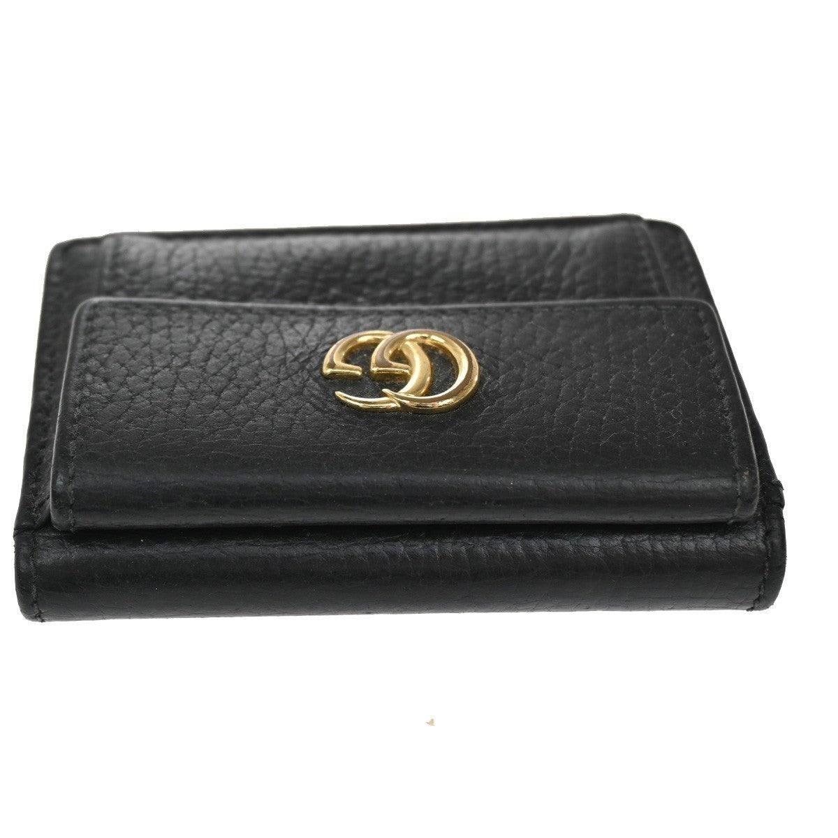 GUCCI GG Logo Marmont Trifold Mini Wallet Leather Black 523277 67MA033