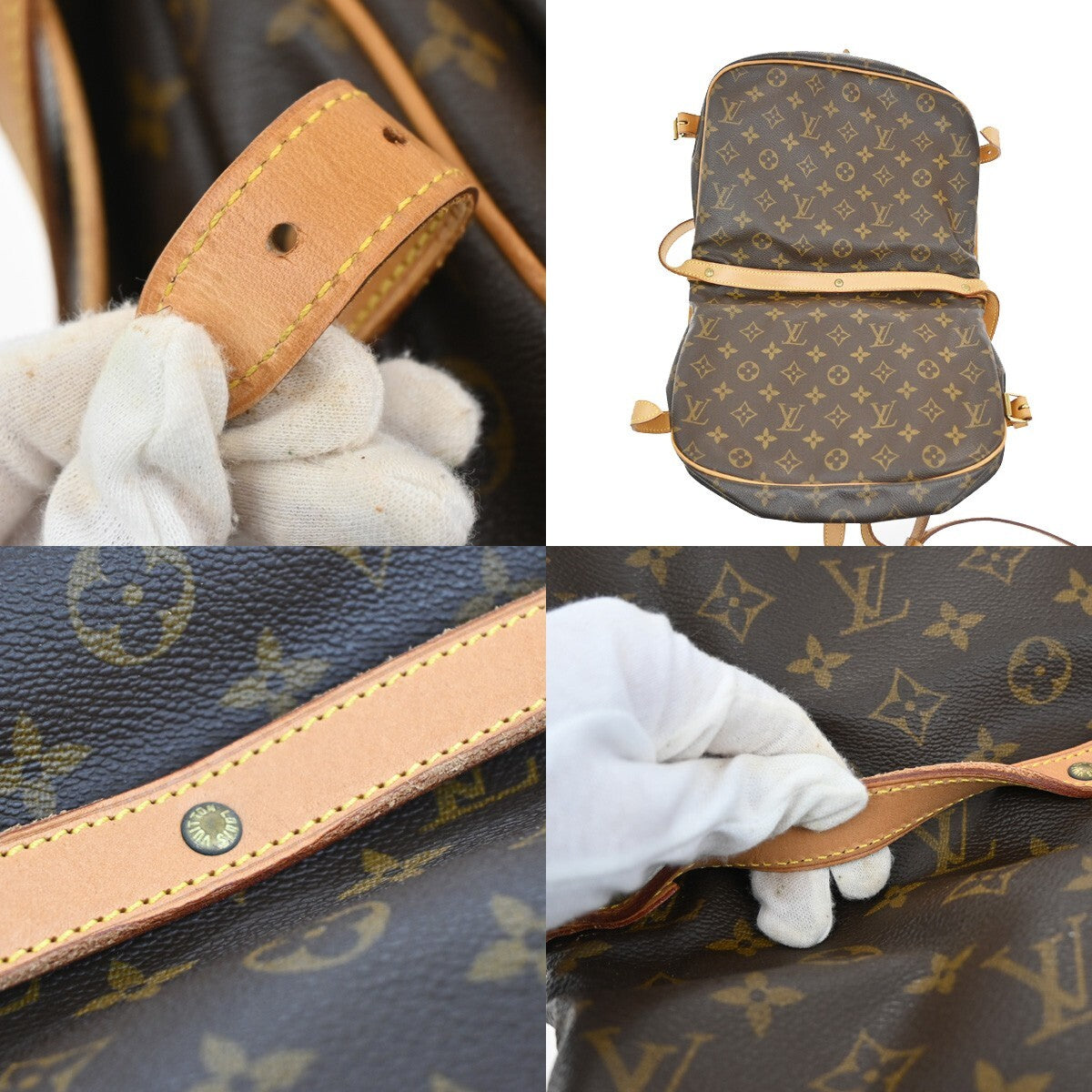 LOUIS VUITTON Logo Saumur 30 Shoulder Bag Monogram Leather Brown M42256 75EE234