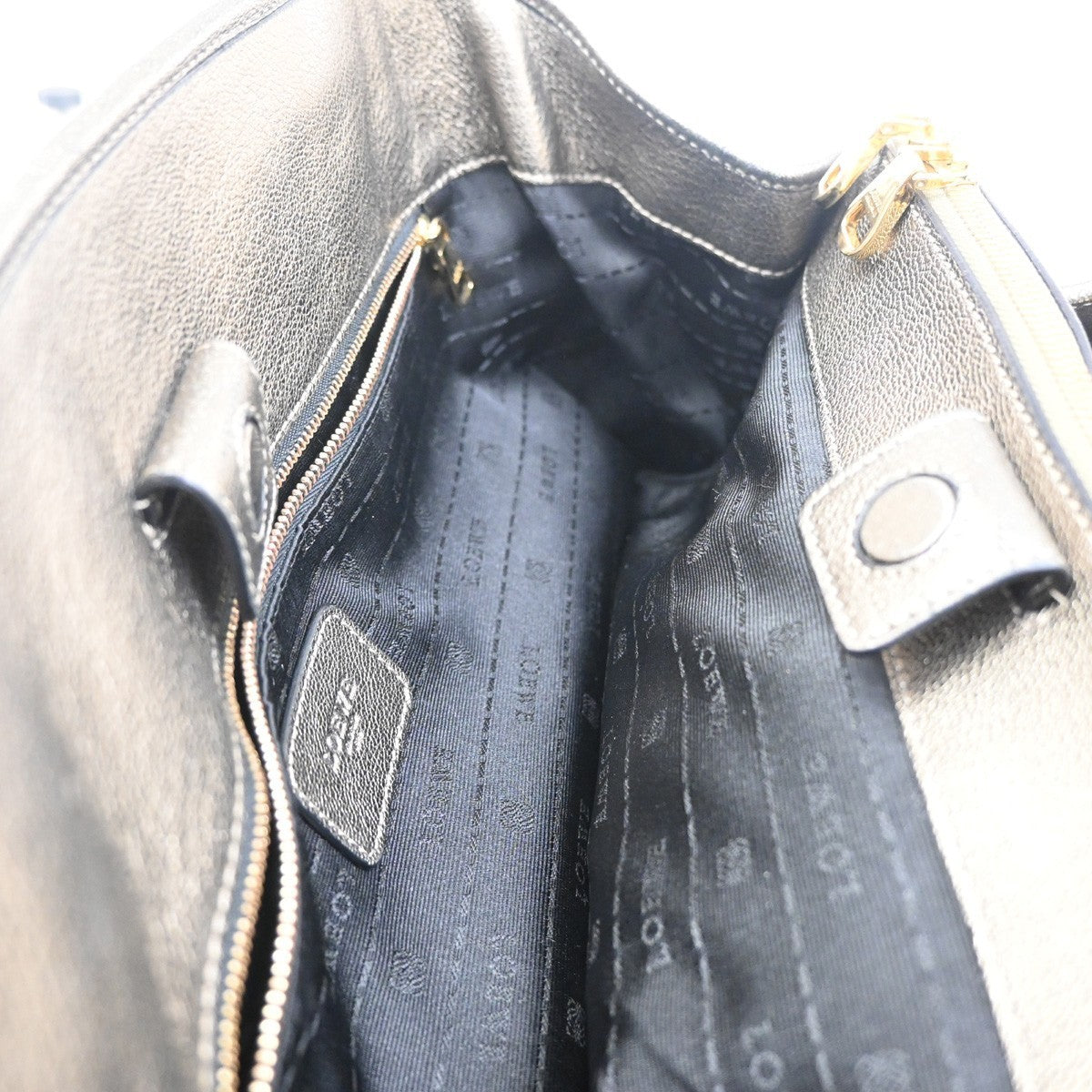 LOEWE Anagram Shoulder Bag Leather Metallic Gold GHW Spain 70KC465