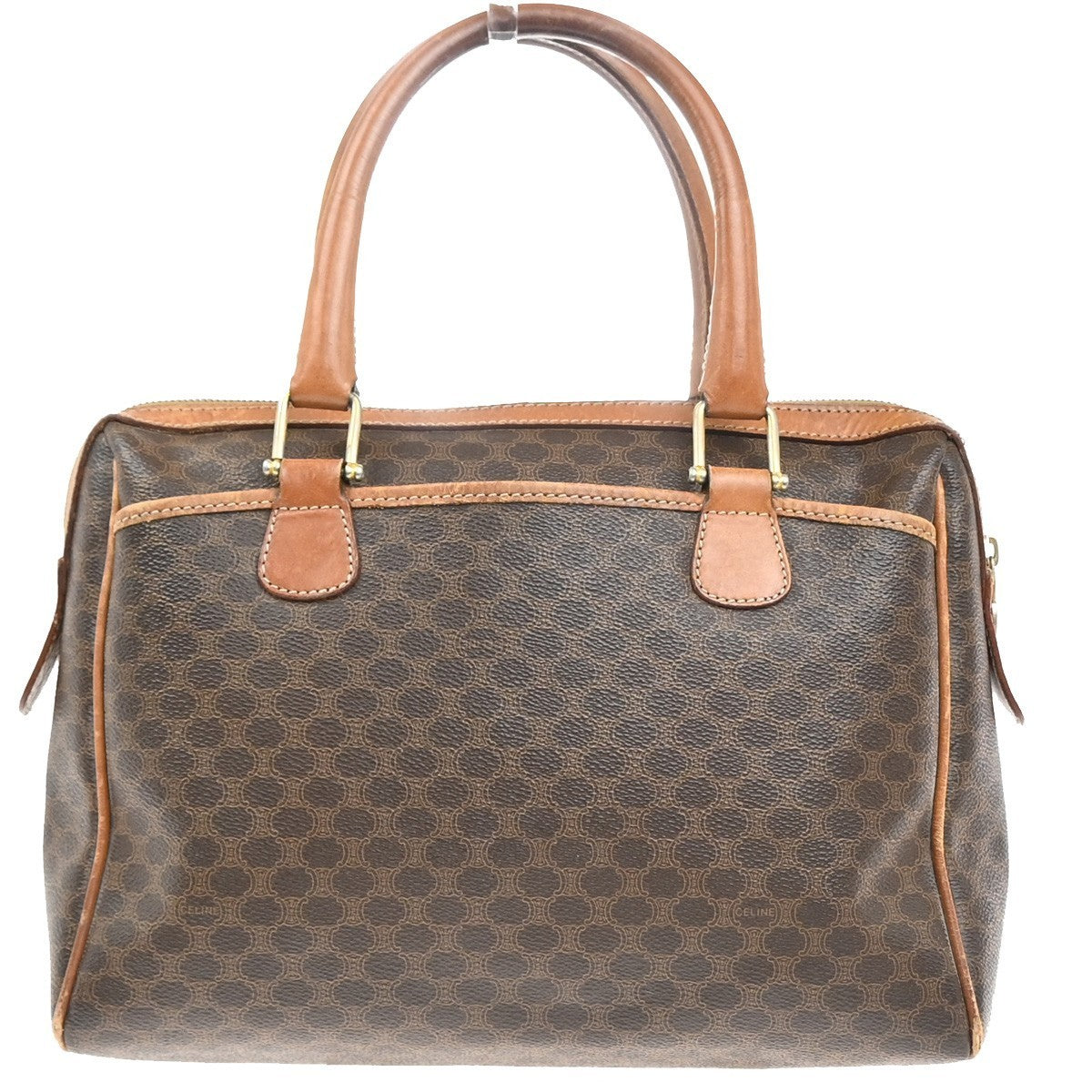 CELINE Logo Macadam Pattern Shoulder Hand Bag PVC Leather Brown Italy 61MA405