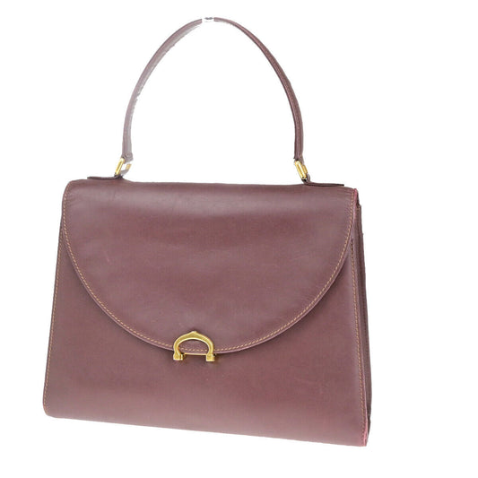 MUST DE CARTIER 2C Logo Hand Bag Leather Bordeaux GHW Spain 09YG298