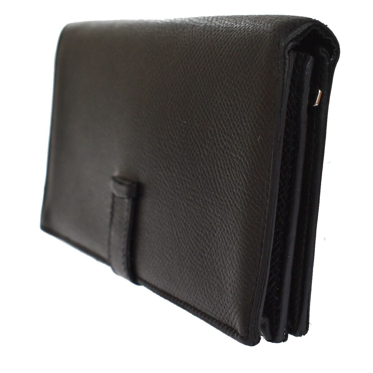 HERMES Logos Bearn Long Bifold Wallet Purse ▢L Veau Epsom Leather Black 85YC192
