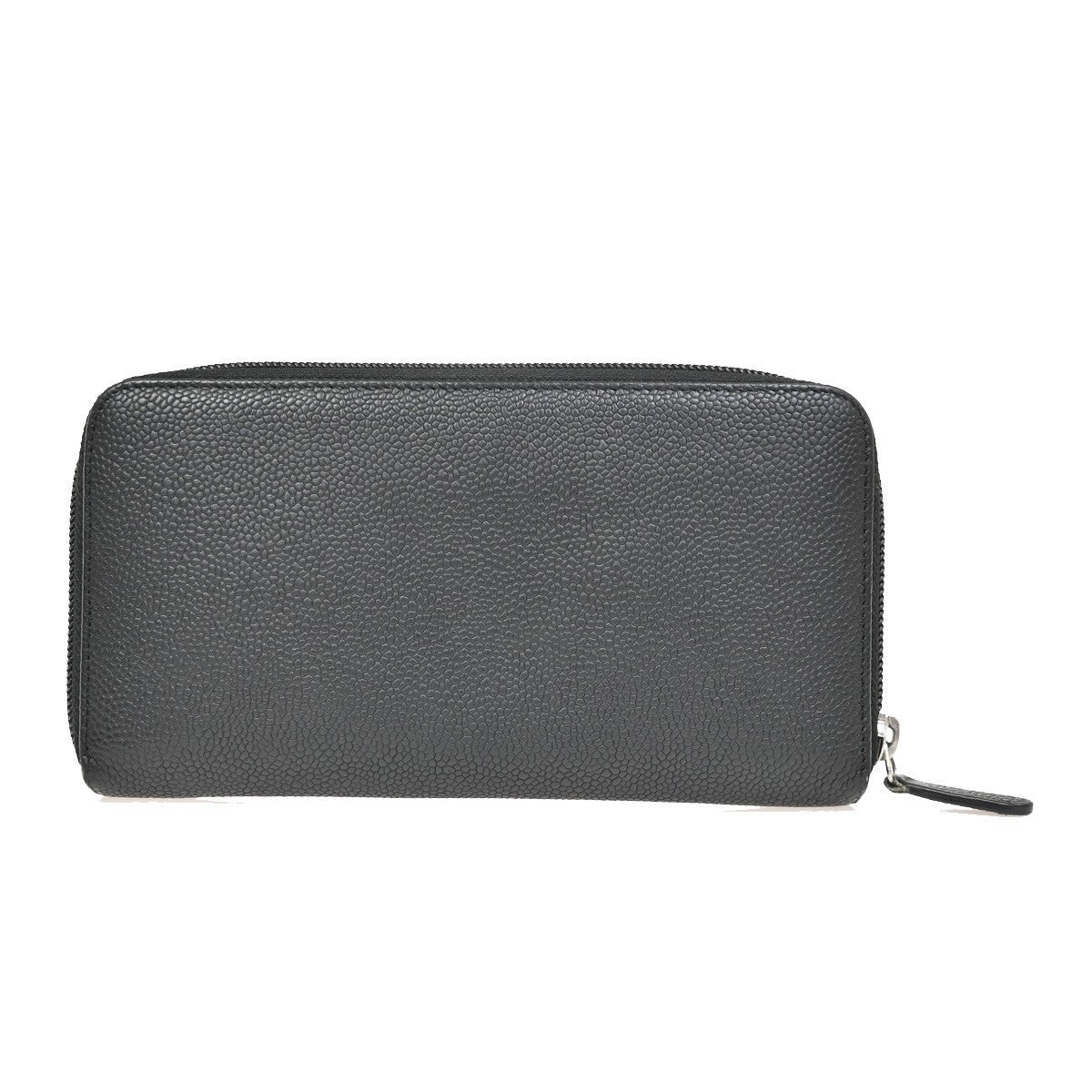 CHANEL CC Zipper Long Bifold Wallet Purse Grained Calfskin Leather Black 80KB288