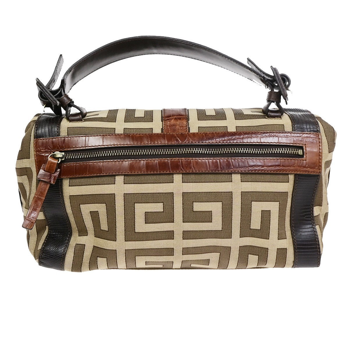 GIVENCHY Logo Shoulder Hand Bag Canvas Leather Brown GHW 62CB042