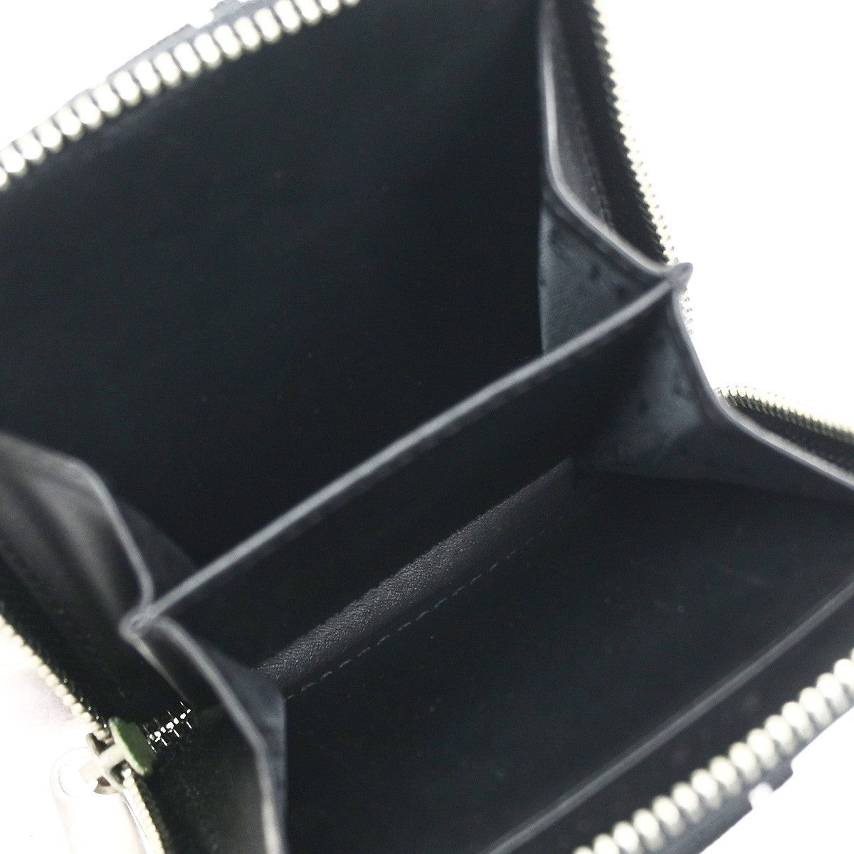 GIVENCHY Logo Zipper Compact Wallet Purse Leather Black SHW 04YJ252