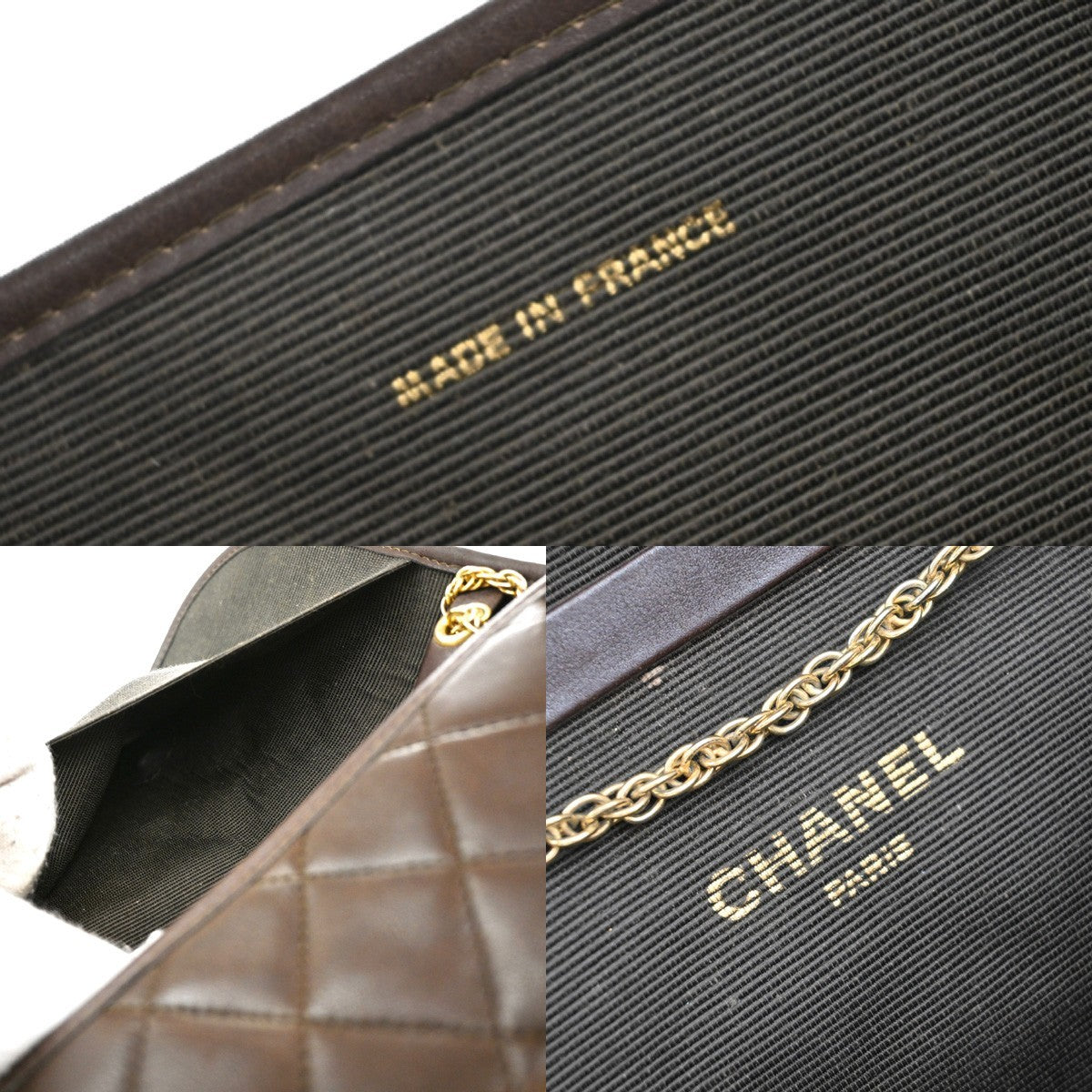 CHANEL CC Logo Mini Matelasse Chain Shoulder Bag Leather Brown GHW 600RF626