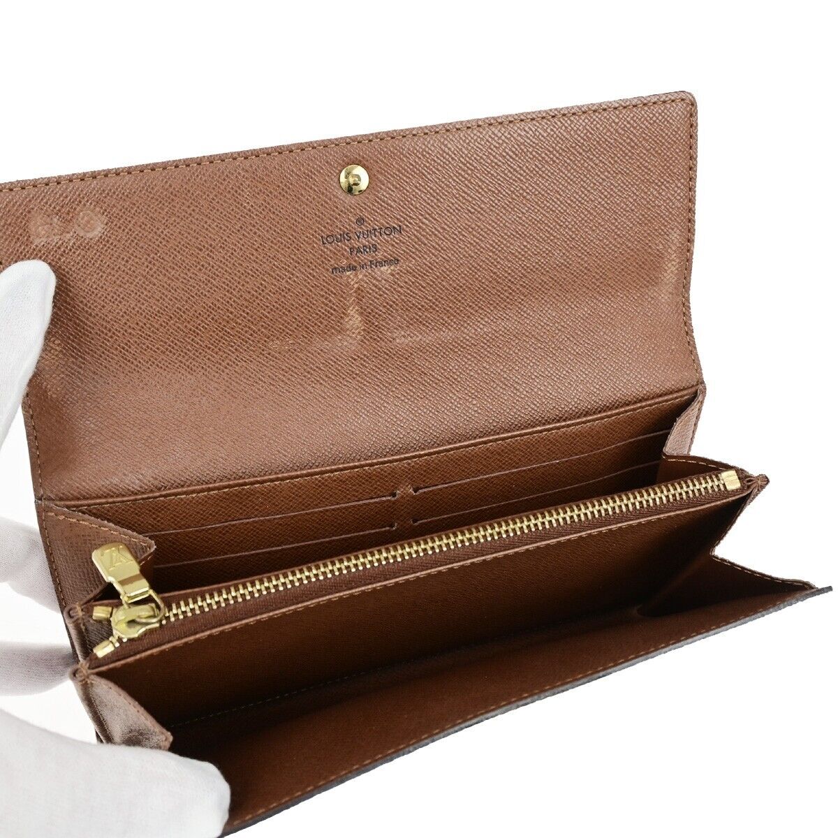 LOUIS VUITTON Logo Portefeuille Sarah Long Wallet Monogram Brown M61734 66EC976