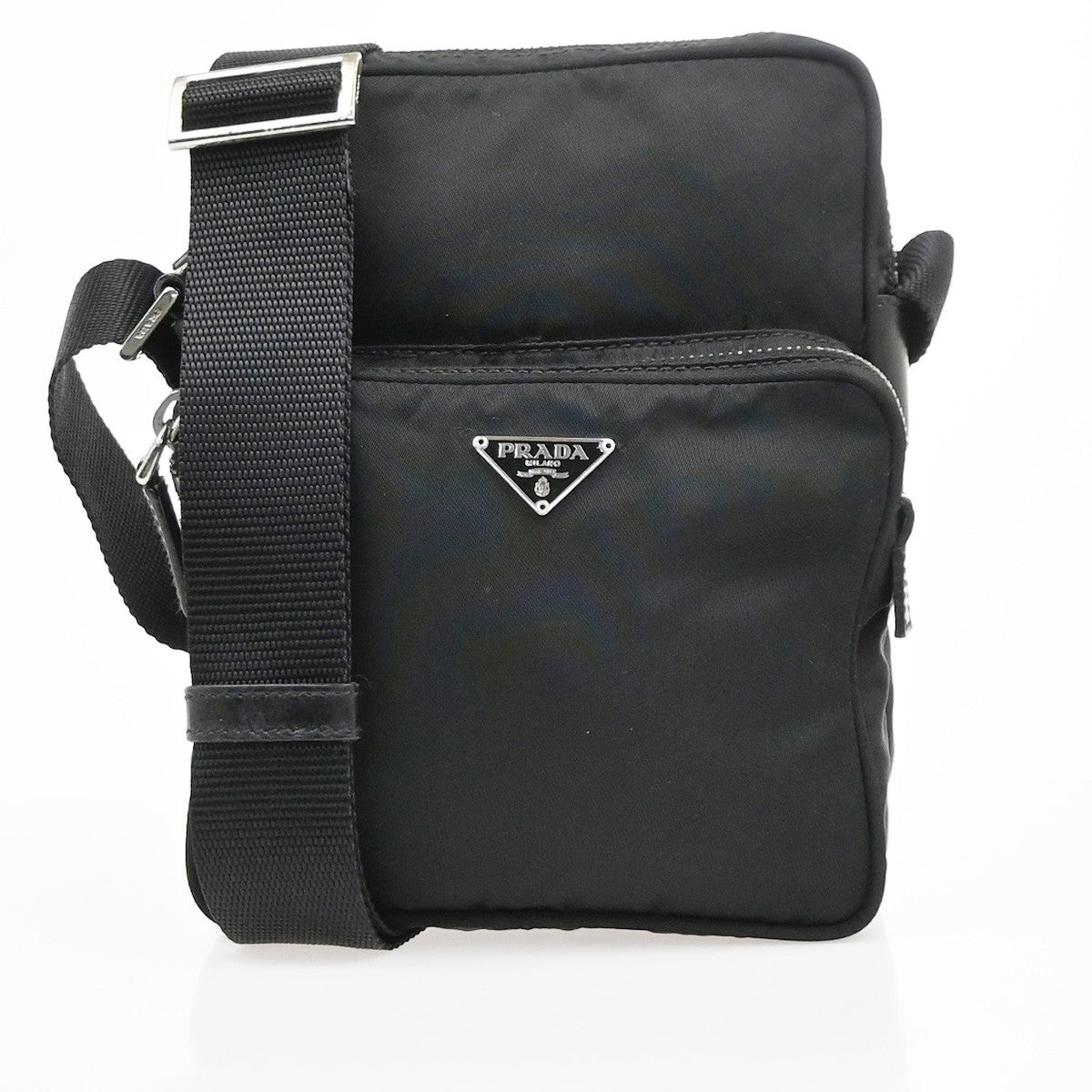PRADA Logo Crossbody Shoulder Bag Nylon Leather Black SHW Italy 31MA686