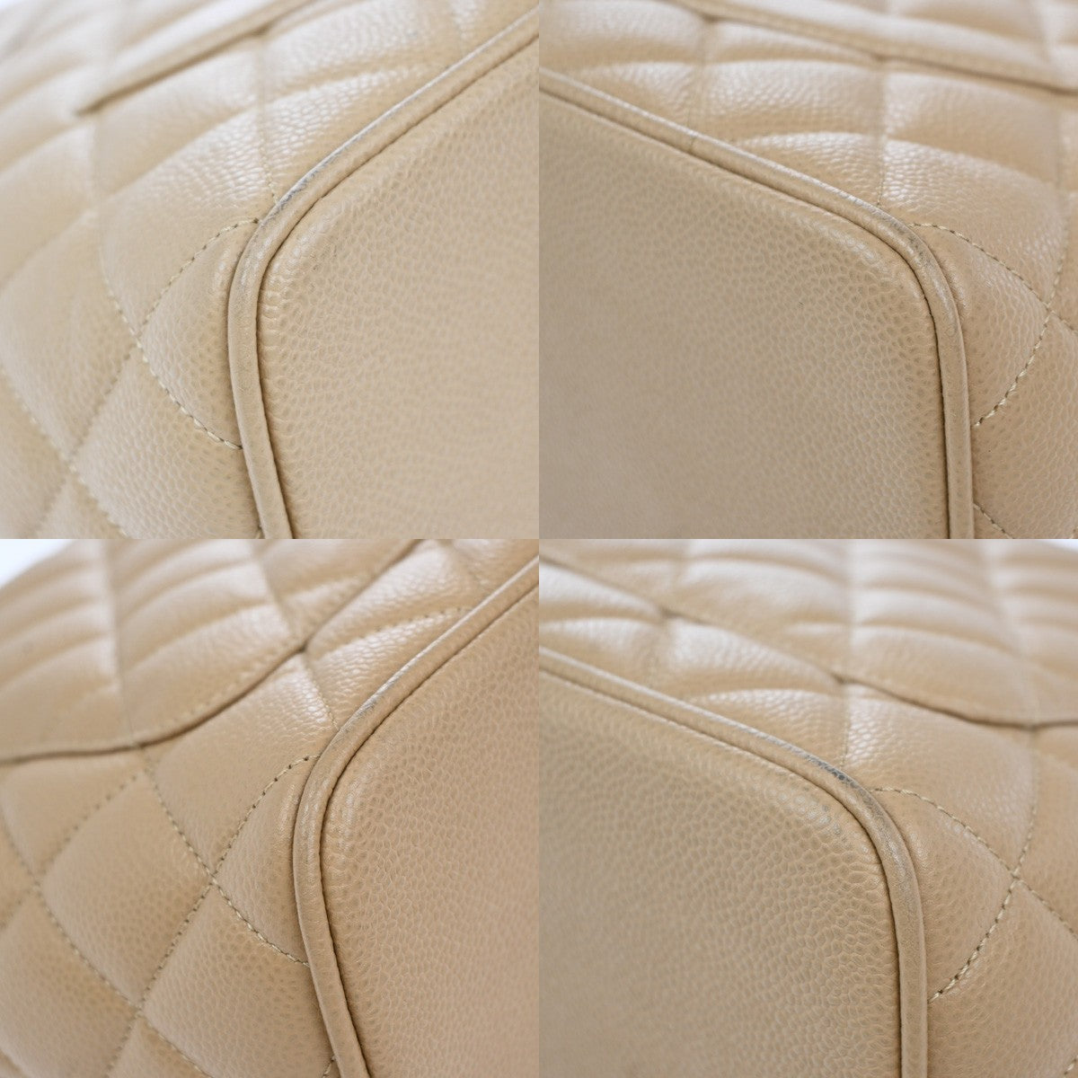 CHANEL Medallion Matelasse Shoulder Bag Grained Calfskin Leather Beige 307RP029
