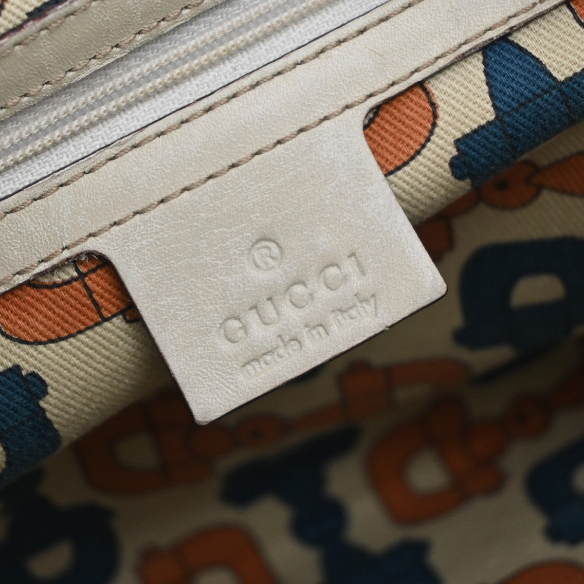GUCCI GG Pattern Guccissima Shoulder Hand Bag Embossing Leather White 65EG400