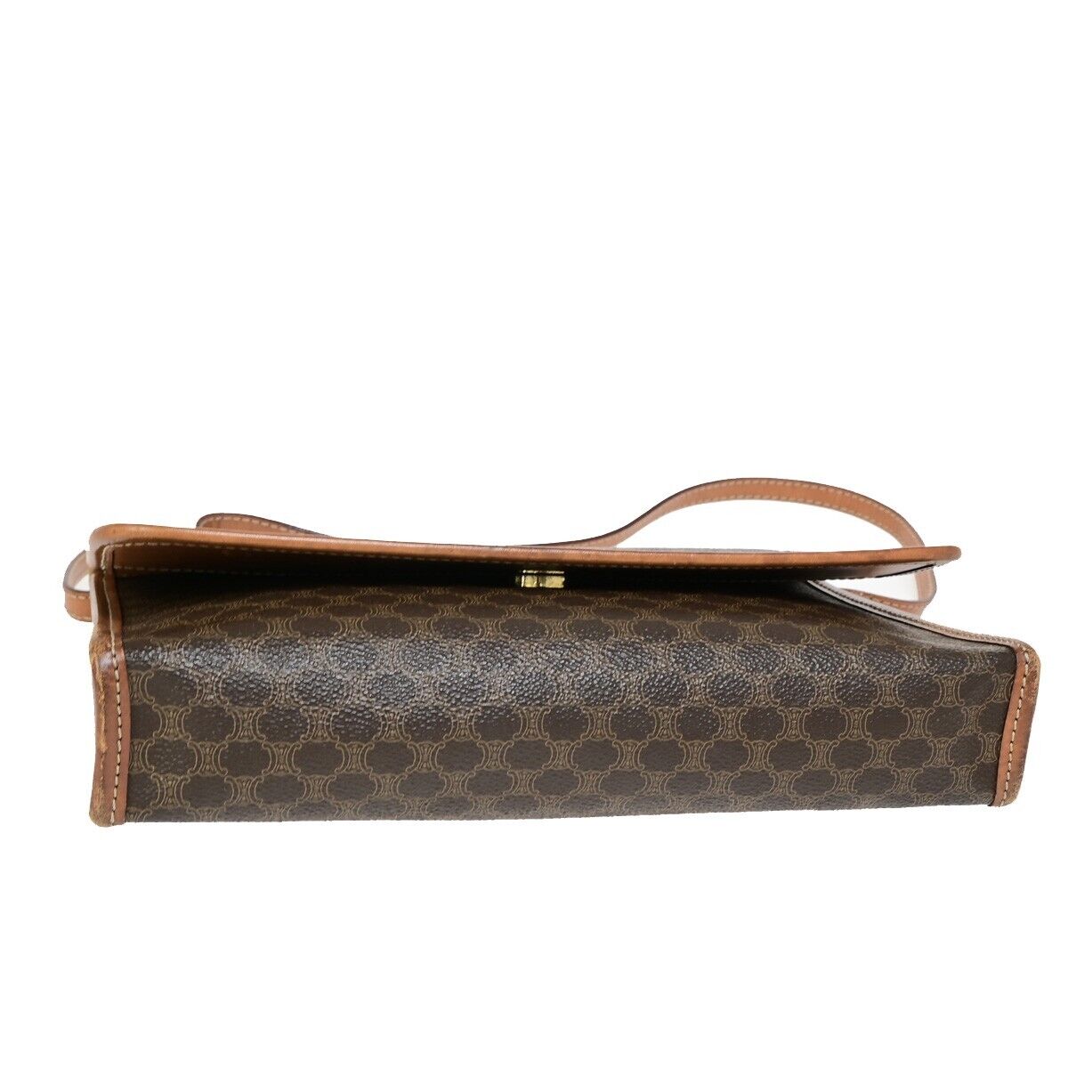 CELINE Logo Macadam Pattern Crossbody Shoulder Bag PVC Leather Brown 62SH929