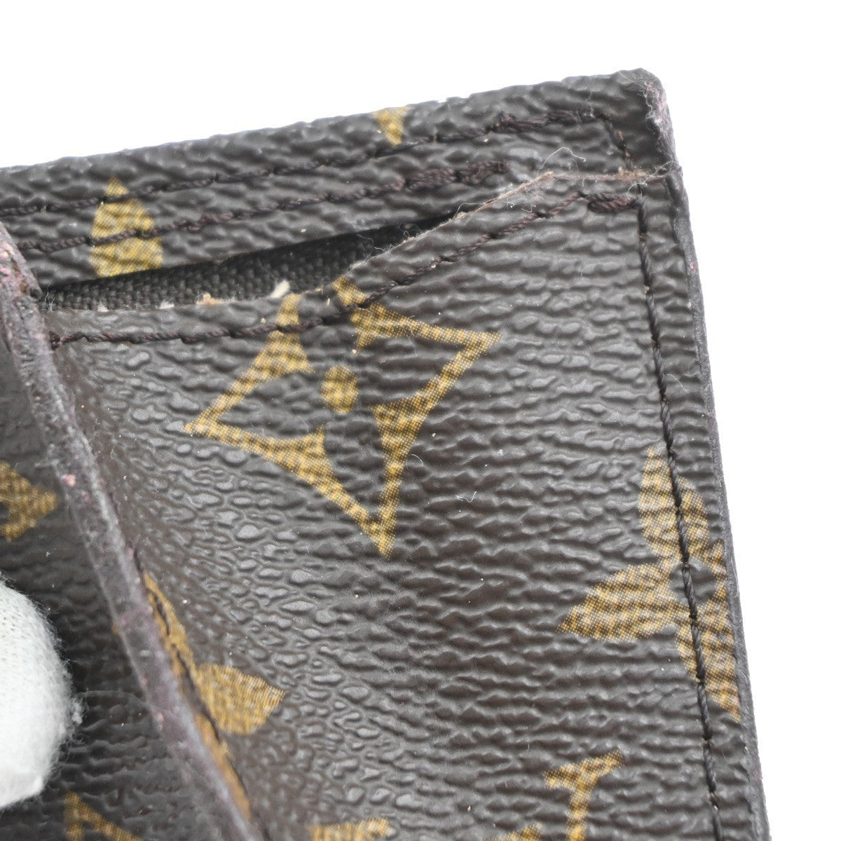 LOUIS VUITTON LV Logo Bucket GM Pouch Bag Monogram Leather Brown Gold 05MA328