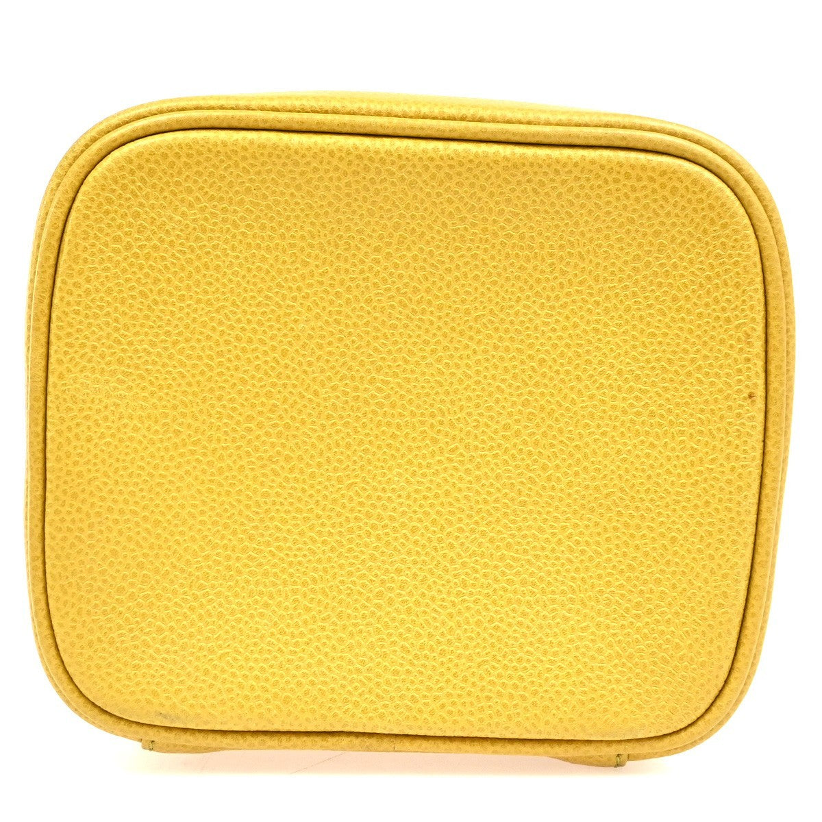 CHANEL Vanity Cosmetic Hand Bag Grained Calfskin Leather Yellow Vintage 664RQ061