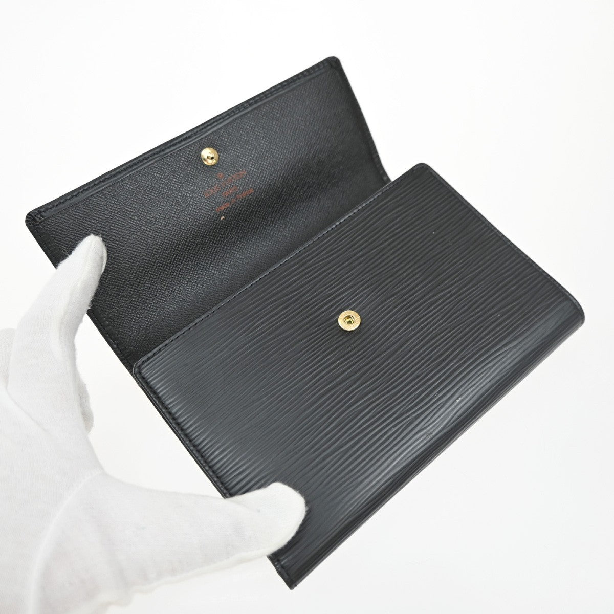 LOUIS VUITTON Porte Tresor Etui Papie Wallet Epi Leather Black M63712 09EG233