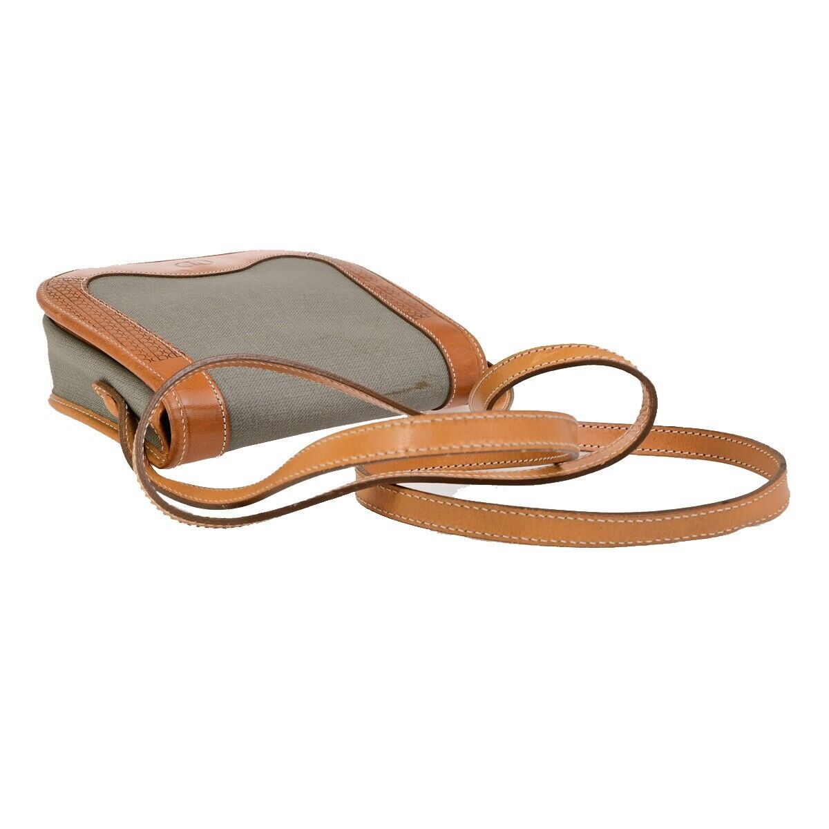 CHRISTIAN DIOR Logo Mini Shoulder Bag PVC Leather Gray Brown GHW France 60ED011