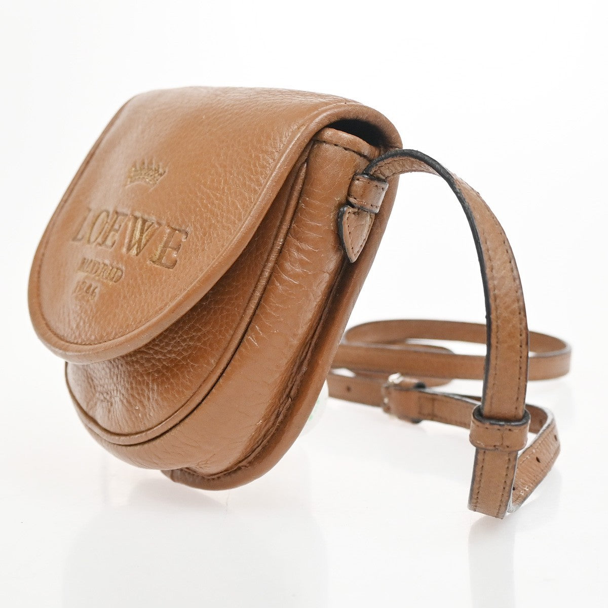 LOEWE Heritage 1846 Mini Crossbody Bag Adjustable Strap Leather Brown 38ZA362
