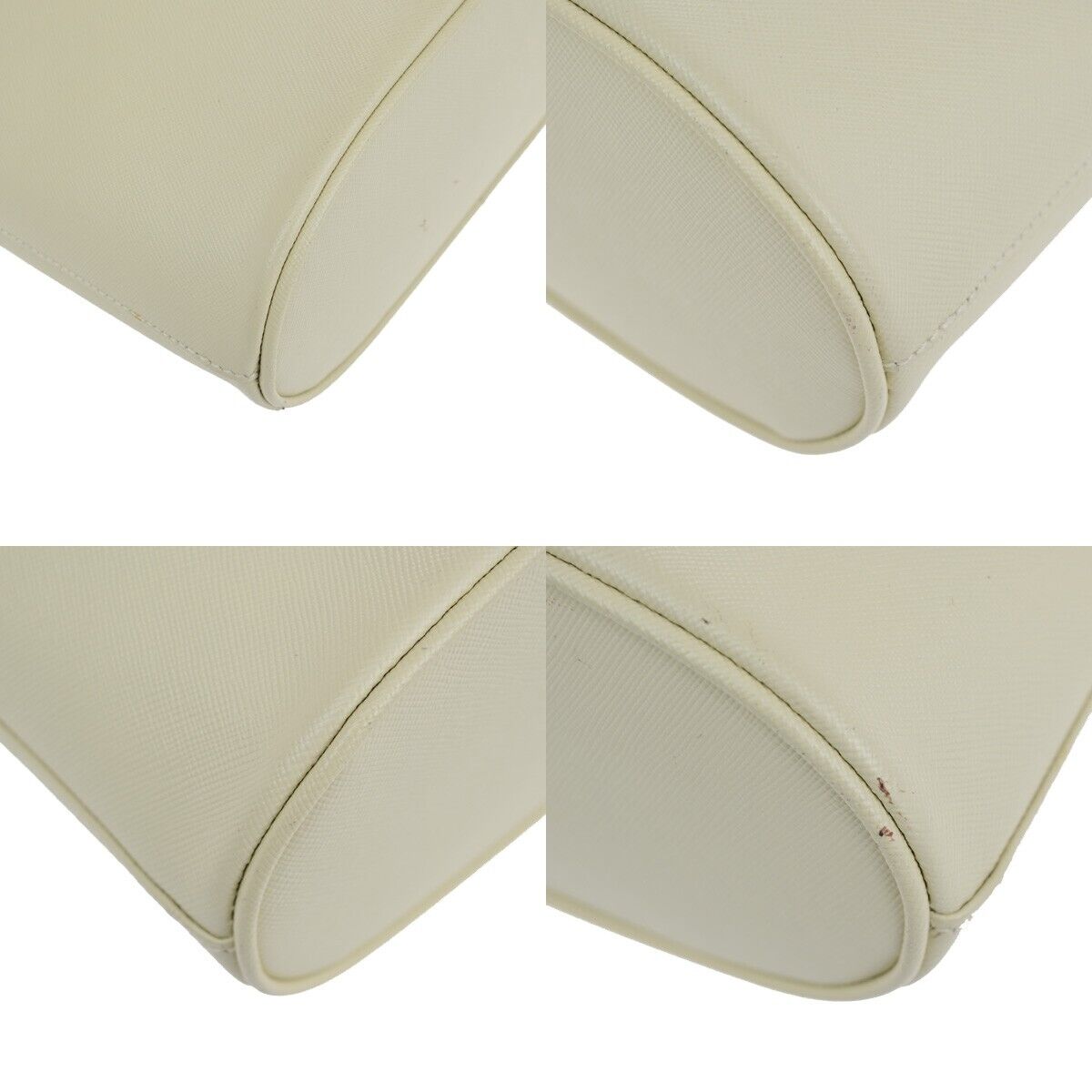 SALVATORE FERRAGAMO Logo Gancini Hand Bag Leather White Gold Italy 68SJ152