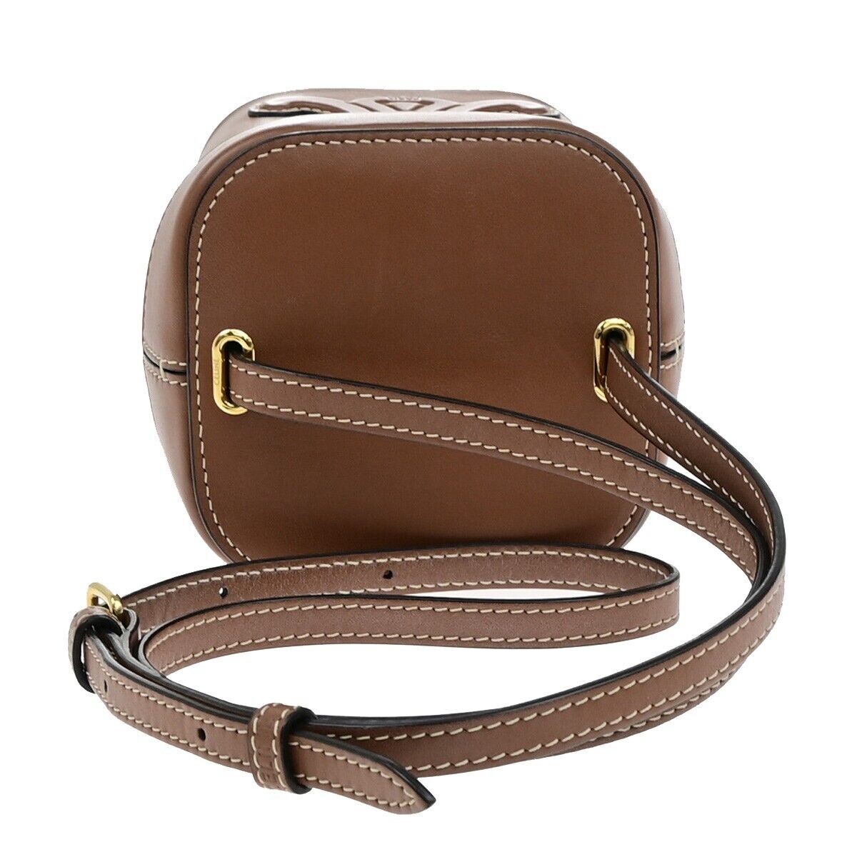 CELINE Logo Cuir Triomphe Small Box Shoulder Bag Leather Brown Italy 665RK901