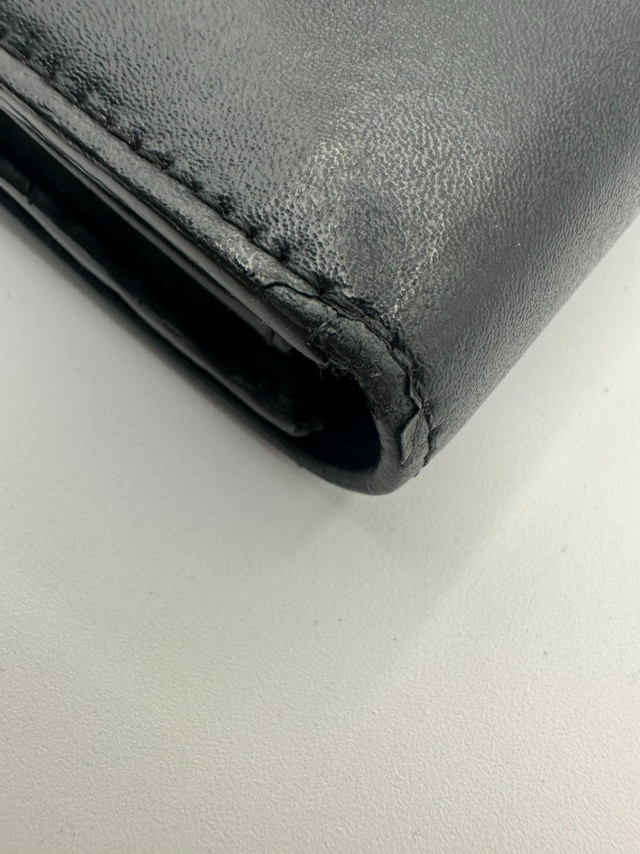 FENDI By The Way Logo Bifold Long Wallet Leather Black GHW Italy 63KD005