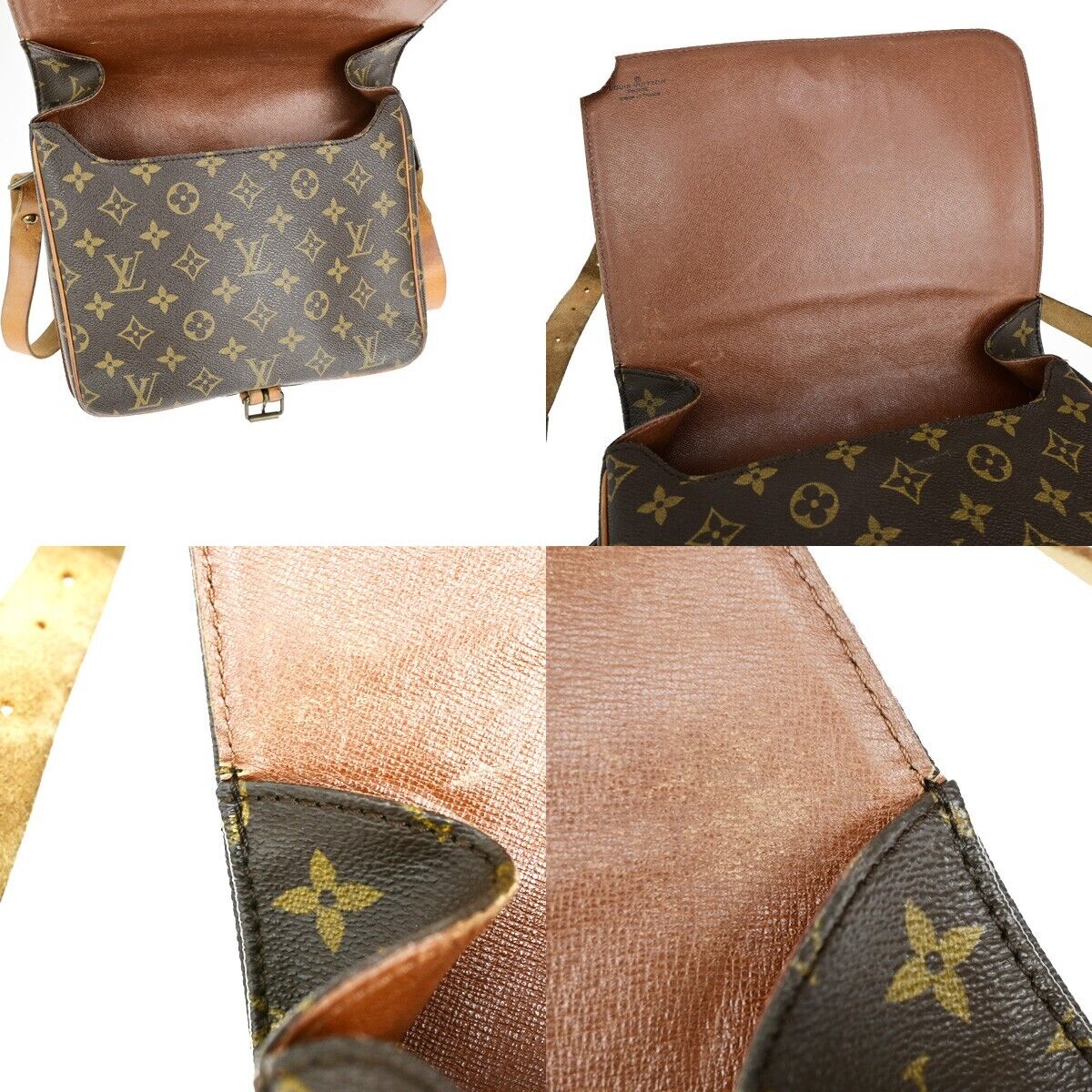 LOUIS VUITTON Cartouchiere GM Shoulder Bag Monogram Leather Brown M51252 33EC916