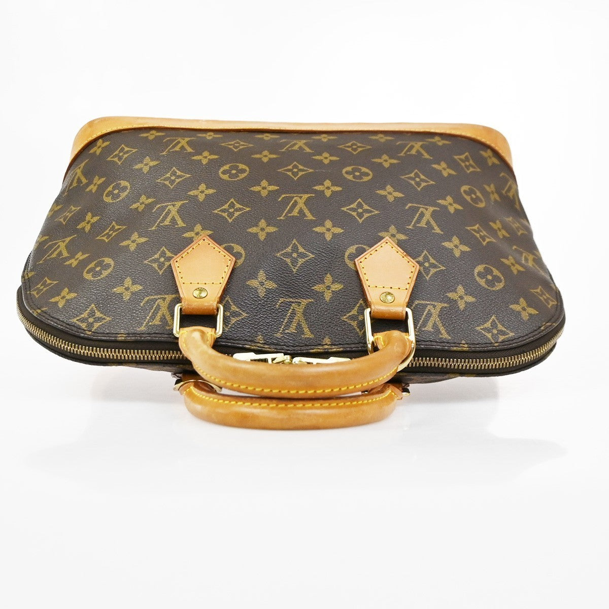 LOUIS VUITTON LV Logo Alma Hand Bag Monogram Leather Brown USA M51130 85YH972