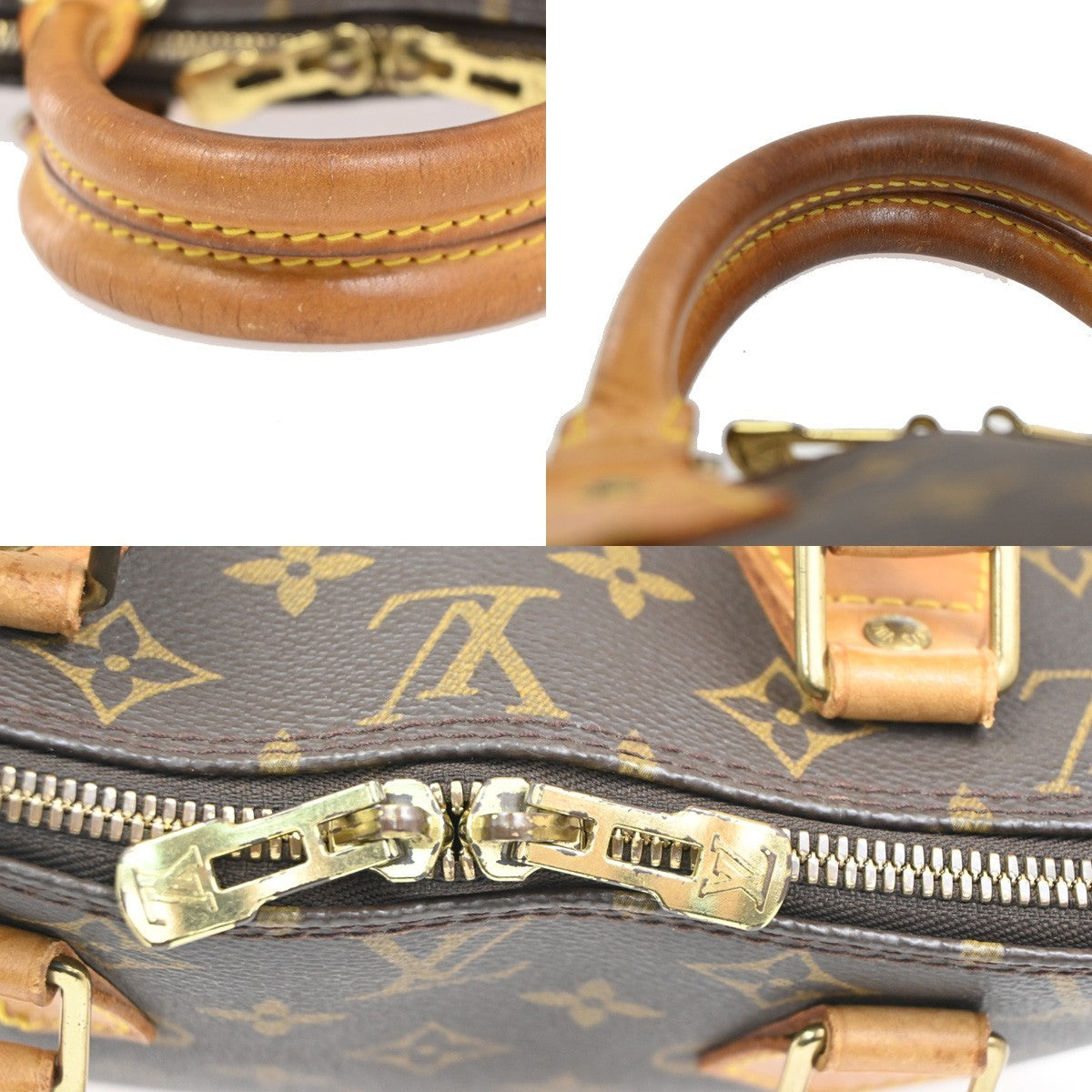 LOUIS VUITTON LV Logo Alma Hand Bag Monogram Leather Brown France M51130 82CA688