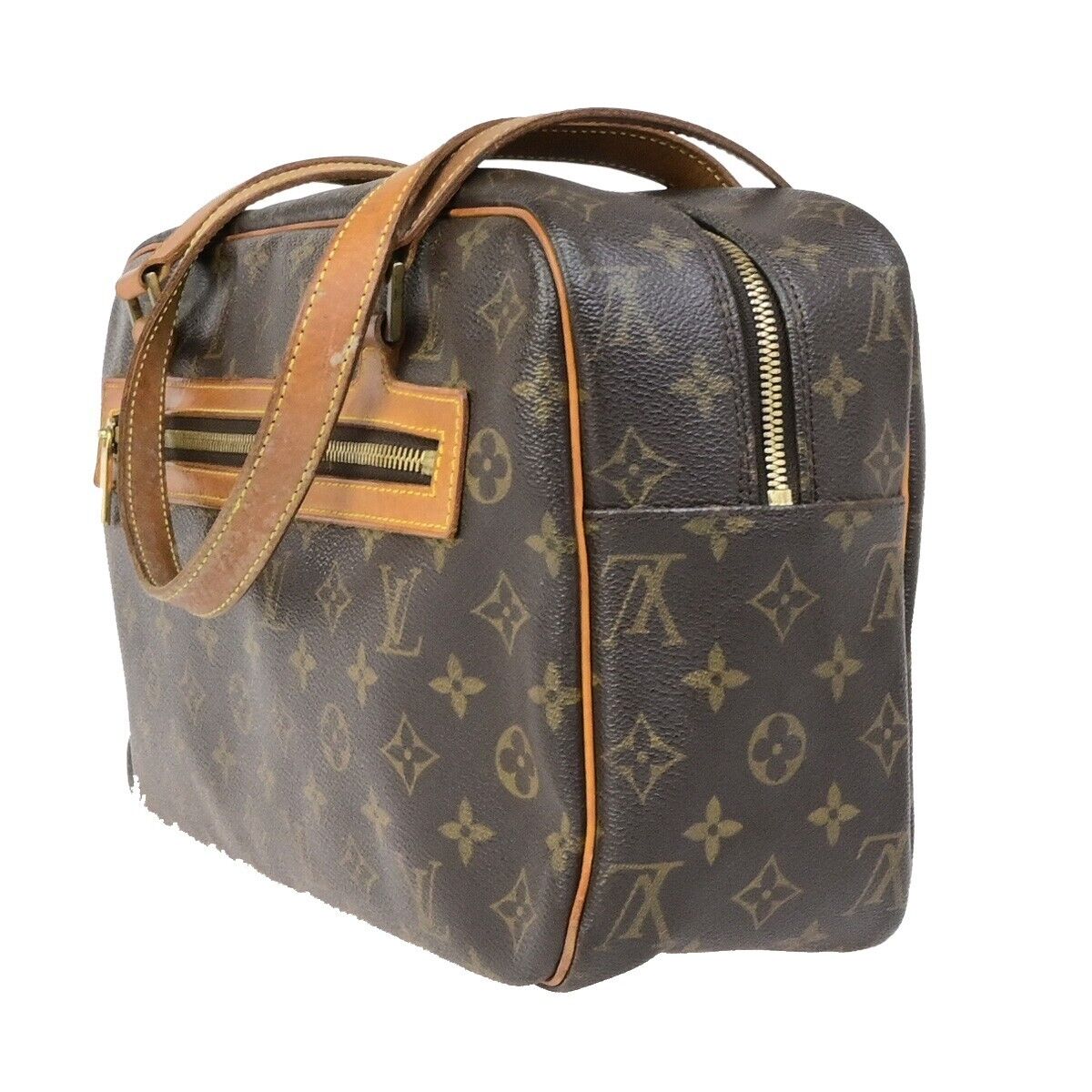 LOUIS VUITTON LV Logo Cite GM Shoulder Bag Monogram Leather Brown M51181 87ED376