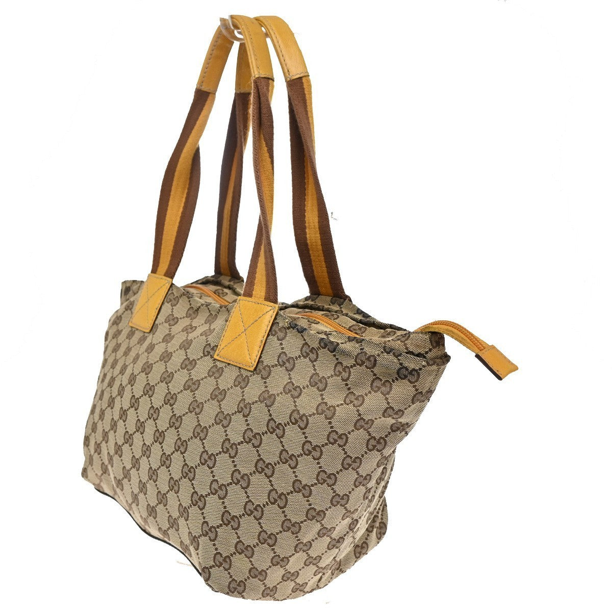 GUCCI GG Canvas Shoulder Tote Bag Leather canvas Yellow Italy 66CA368